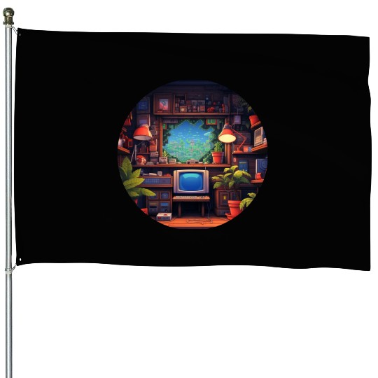 Pixelated Nostalgia: Embrace Retro Gaming Fun House Flags