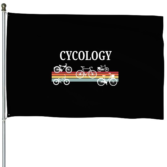 Cycology Funny Psychology Cyclist Bike Pun House Flags