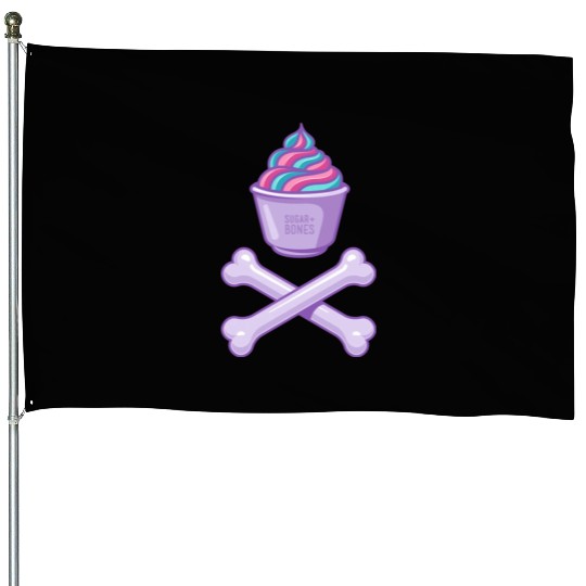 Ice Cream And Bones On Light Colours House Flags