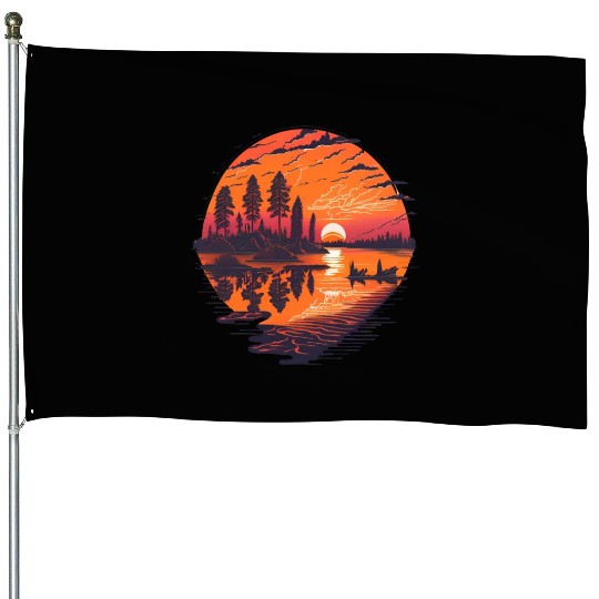 Majestic vibrant color magnificent sunset House Flags