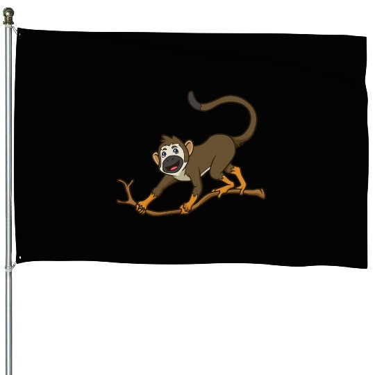 Kawaii Squirrel Monkey House Flags