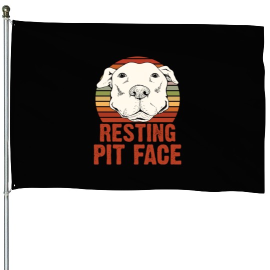 Resting Pit Face American Pitbull Pet Dog Lover House Flags