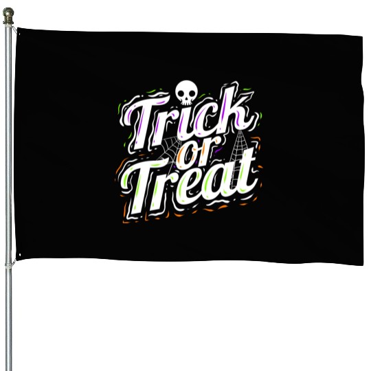 Trick Or Treat Spiderweb Halloween House Flags