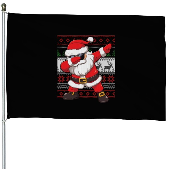Dabbing Santa Funn Ugly House Flags