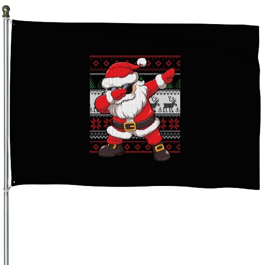 Dabbing Santa Funn Ugly House Flags
