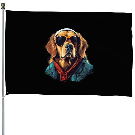 Golden Retriever in the Streets | Dog Lovers House Flags