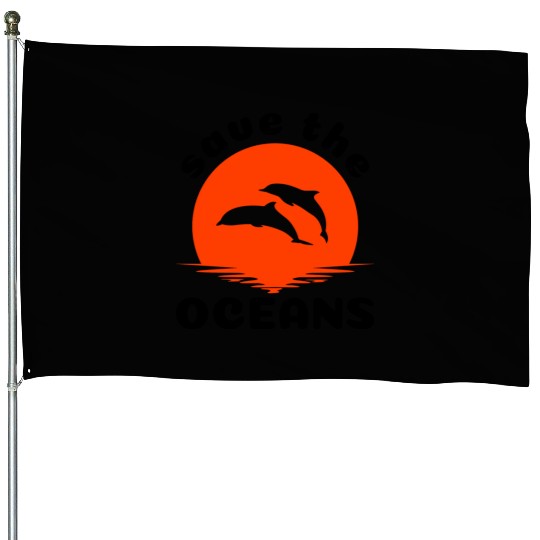 Save The Oceans Jumping Dolphins House Flags