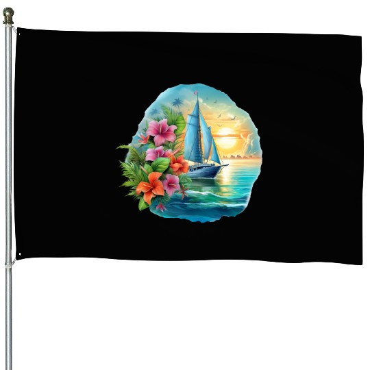 Sailing Ship Sailing Orchids Flowers Sailboat House Flags
