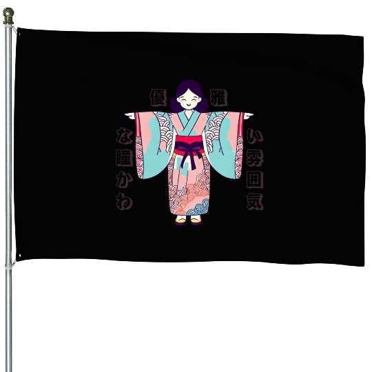 Kimono Kawaii Adorable House Flags