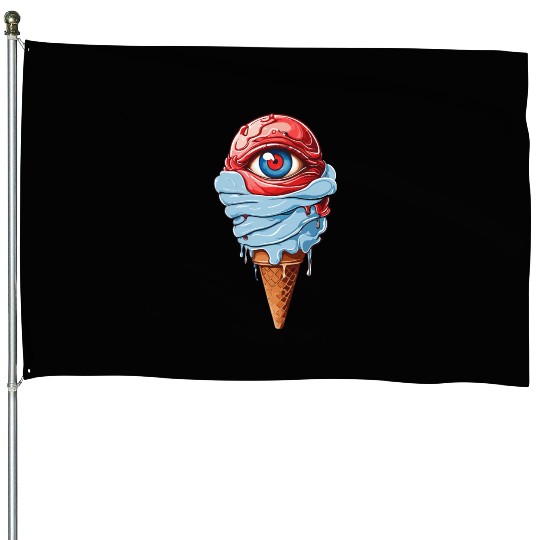 an ice cream with a red eye House Flags Design