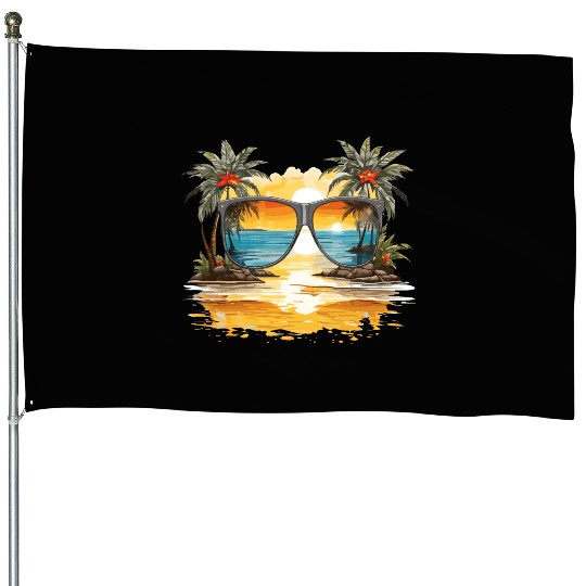 Sun glasses with tropical beach House Flags Design