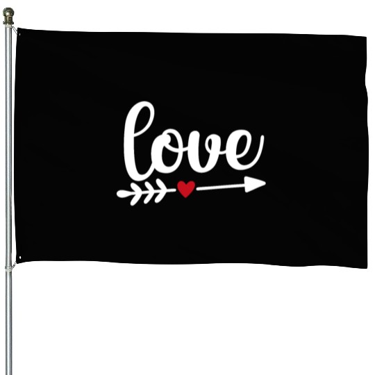 Love With Arrow And Red Heart House Flags