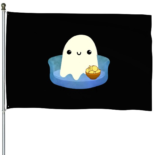 Couch Potato Ghost With Potato Chips House Flags