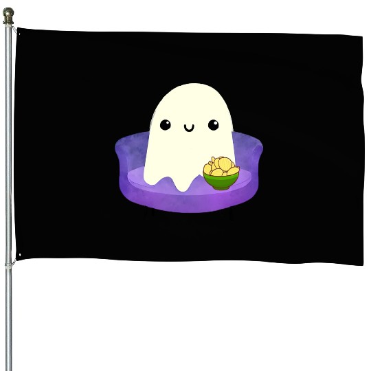 Couch Potato Ghost With Potato Chips House Flags
