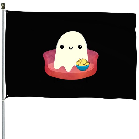 Couch Potato Ghost With Potato Chips House Flags