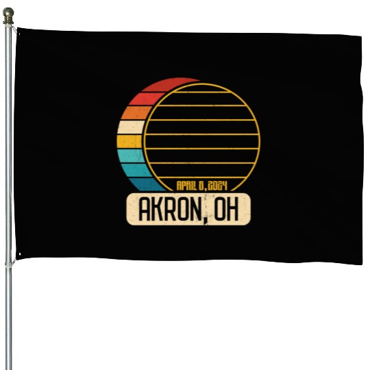 Total Solar Eclipse Ohio Akron April 28 2024Akron House Flags
