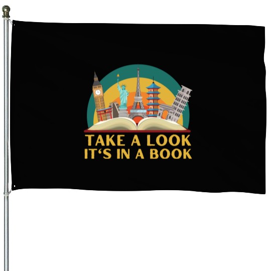 Take A Look It s In A Book Rainbow Book Lover House Flags