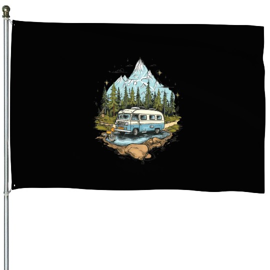camping, nature, independent, gift House Flags