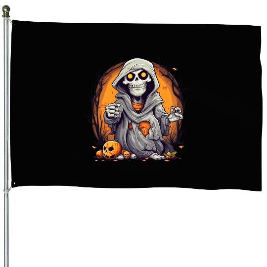 Eerie Halloween Ghoul Art, Spooky Season Delight 5 House Flags