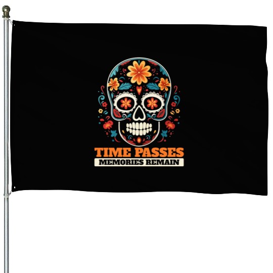 Dia De Los Muertos Sugar Skull Mexican Holiday House Flags