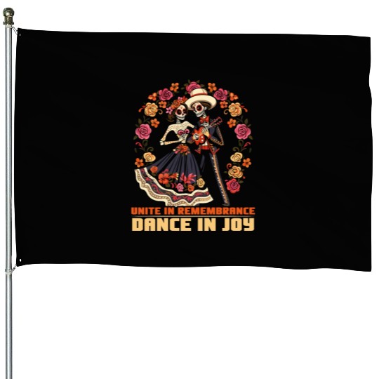 Dia De Los Muertos Sugar Skull Mexican Holiday House Flags