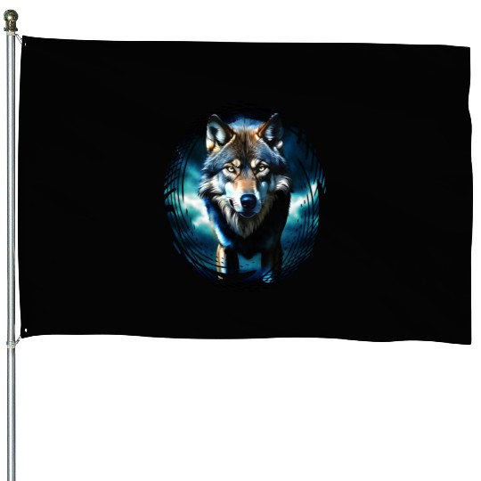 The Midnight Wolf House Flags