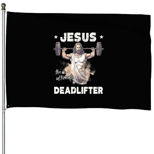 Jesus The Ultimate Deadlifted Retro Jesus House Flags