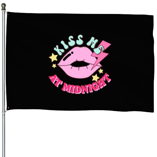 New Years Eve Party Kiss Me At Midnight I Love You House Flags
