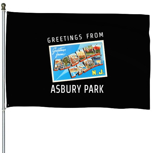 Asbury Park New Jersey Nj Travel Postcard House Flags