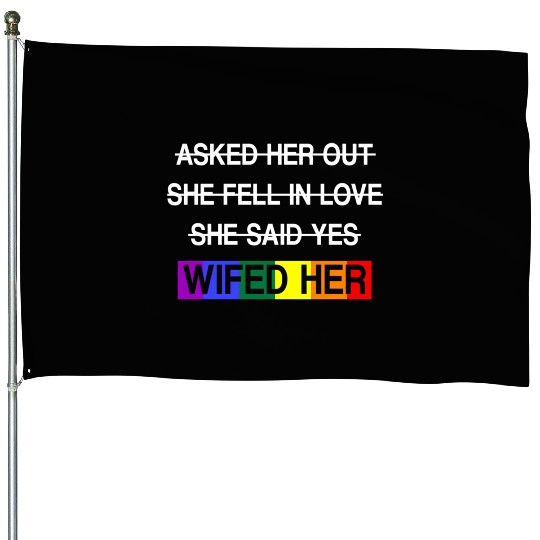 Her Lgbtq Romantic Lesbian Wedding Day House Flags