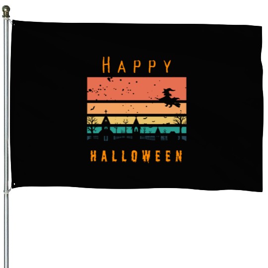 Vintage sunset Halloween style House Flags