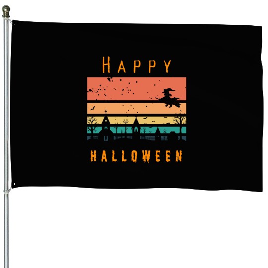 Vintage sunset Halloween style House Flags