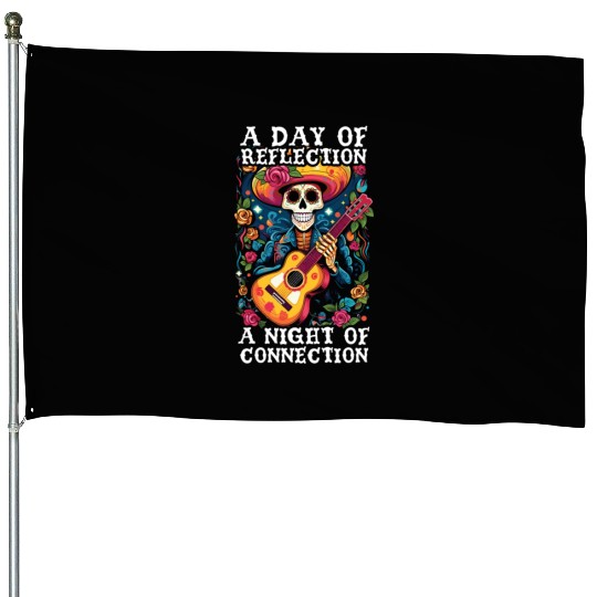 Dia De Los Muertos Sugar Skull Mexican Holiday House Flags