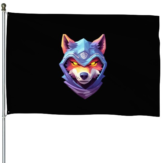 Hooded Alpha Wolf Ninja: Leader of the Night House Flags
