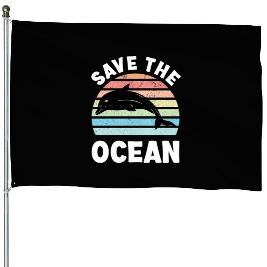 Save The Ocean Dolphin House Flags