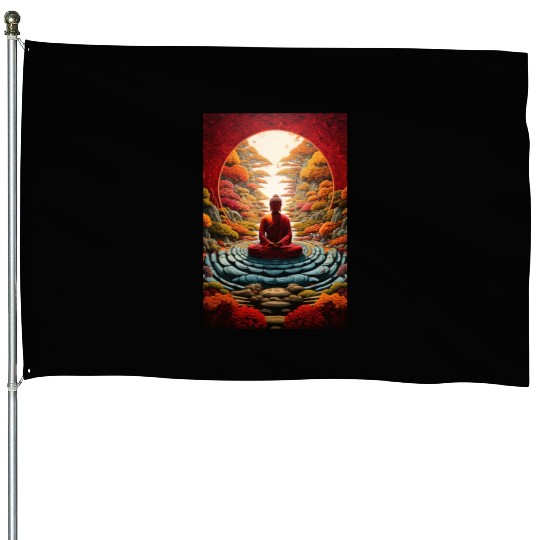 Buddha Serenity: Zen Garden Retreat House Flags