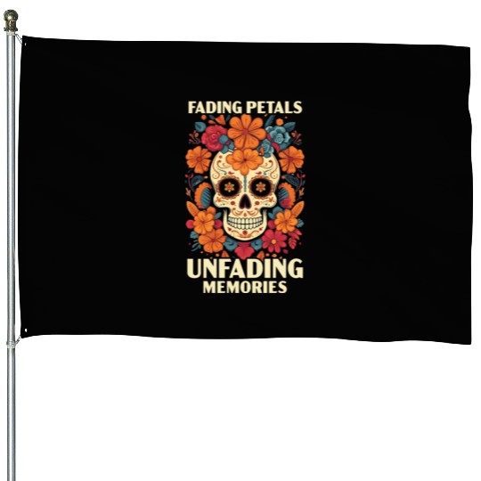 Dia De Los Muertos Sugar Skull Mexican Holiday House Flags