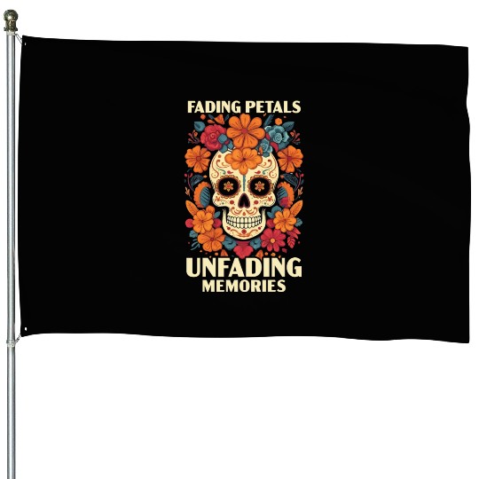 Dia De Los Muertos Sugar Skull Mexican Holiday House Flags
