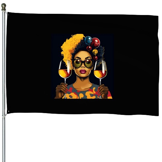 African Elegance Wine Lady House Flags