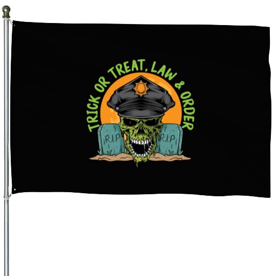 Trick or Treat, Law & Order Policeman Halloween House Flags