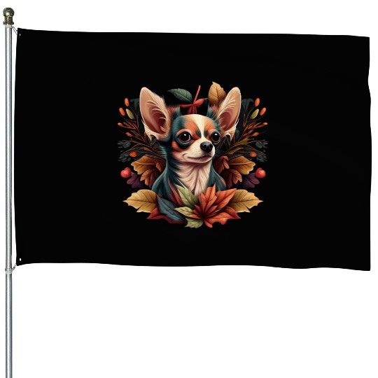 Chihuahua | Thanksgiving Day Farmer Food Autumn House Flags
