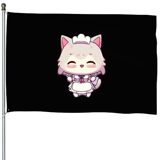 Yuki Kawaii Cat Maid Anime Manga House Flags