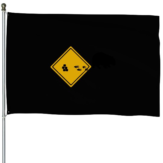 Wombat Poop Cubes Road Sign House Flags