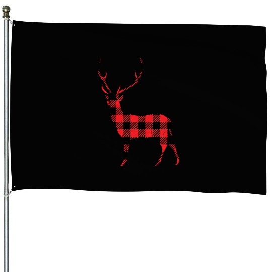 Buffalo Plaid Deer House Flags