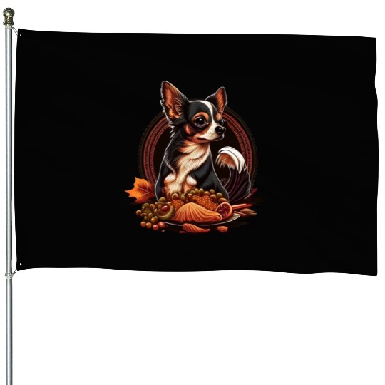 Chihuahua | Thanksgiving Day Farmer Food Autumn House Flags