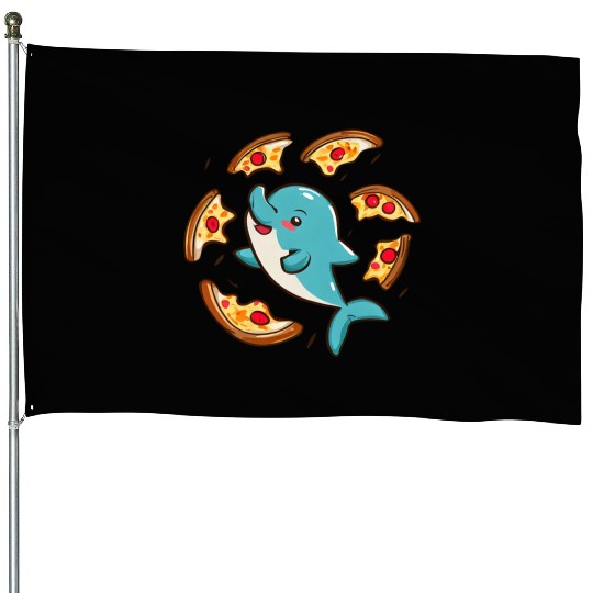 Pizza dolphin House Flags