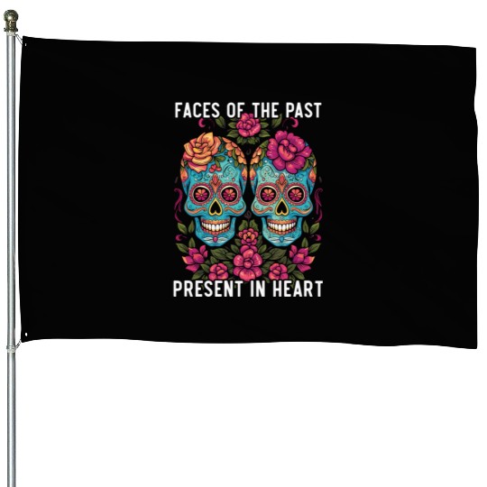 Dia De Los Muertos Sugar Skull Mexican Holiday House Flags