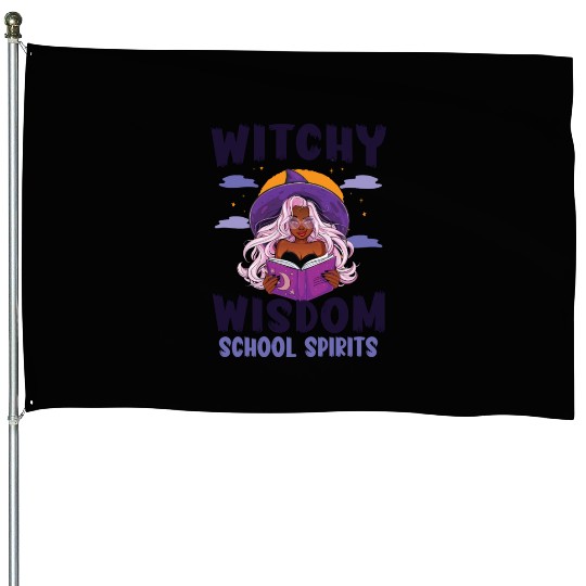 Witchy Wisdom School Spirits Teacher Halloween House Flags