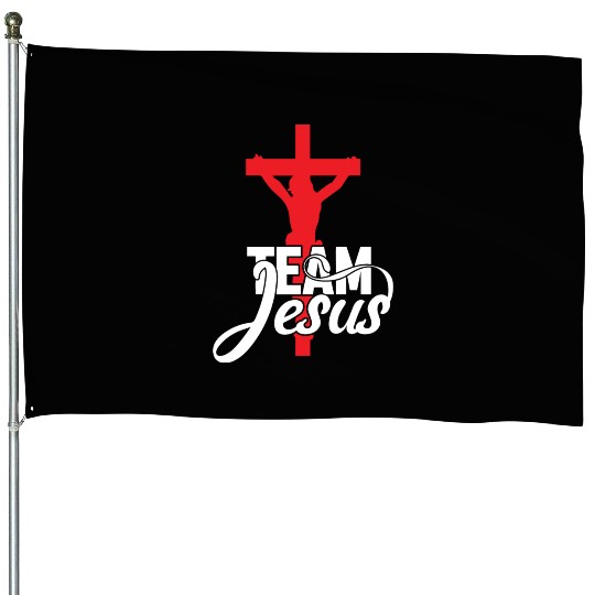 Team Jesus Love Jesus Christian Christmas House Flags