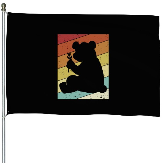 Retro Panda Bear Ailuropoda Melanoleuca Friend House Flags